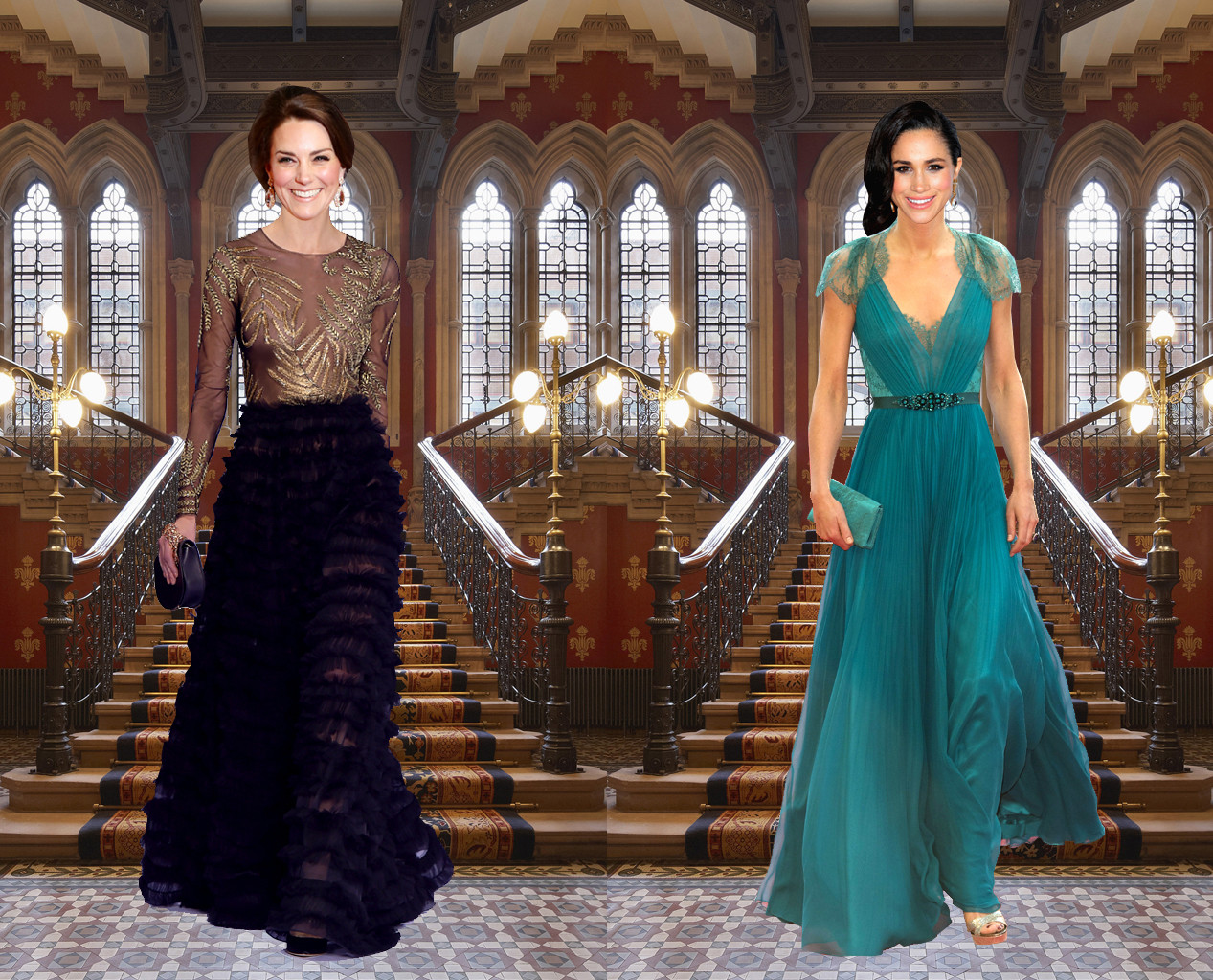 Meghan Markle, Kate Middleton, Outfit Swap, Black Tie Meghan Markle, Kate Middleton, Outfit Swap, Black Tie